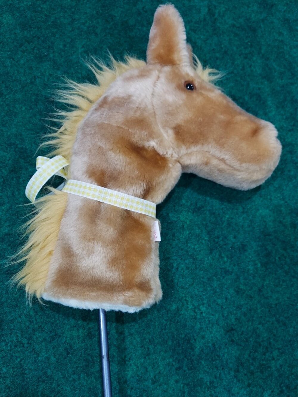 CUTE! Daphne’s Golf Headcover BUTTERSCOTCH HORSE w yellow gingham ribbon USA
